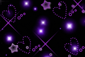 Purple Wallpaper on Black Background With Purple Hearts And Animated Shining Stars